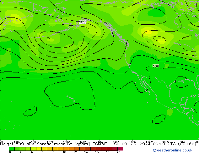 Height 500 hPa Spread ECMWF Su 09.06.2024 00 UTC