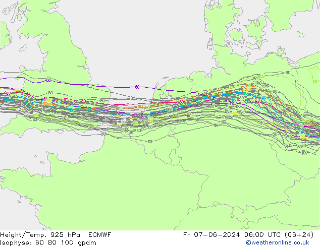 Height/Temp. 925 hPa ECMWF Fr 07.06.2024 06 UTC