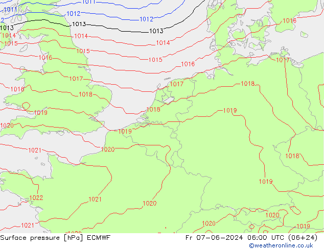 Bodendruck ECMWF Fr 07.06.2024 06 UTC