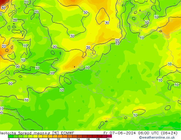 Isotaca Spread ECMWF vie 07.06.2024 06 UTC