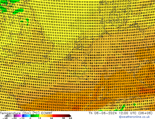 Sıcaklık Haritası (2m) ECMWF Per 06.06.2024 12 UTC