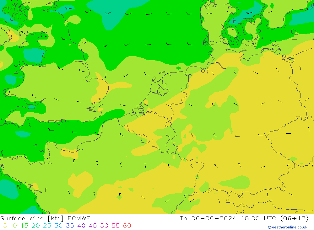 Surface wind ECMWF Th 06.06.2024 18 UTC