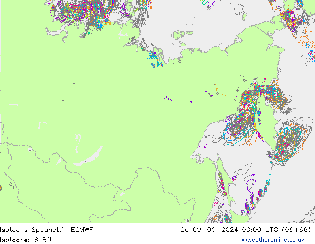 Isotachs Spaghetti ECMWF  09.06.2024 00 UTC