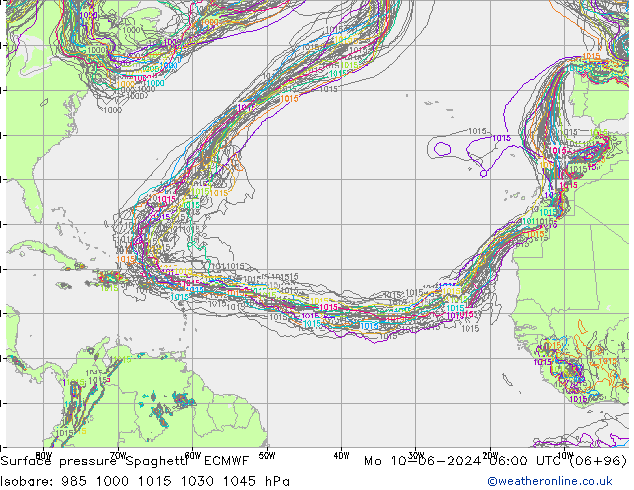 Yer basıncı Spaghetti ECMWF Pzt 10.06.2024 06 UTC