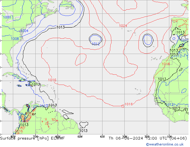 Pressione al suolo ECMWF gio 06.06.2024 12 UTC