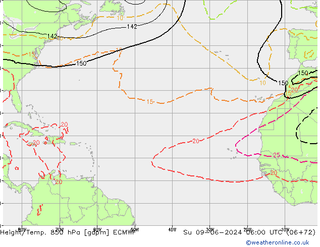 Height/Temp. 850 hPa ECMWF Su 09.06.2024 06 UTC