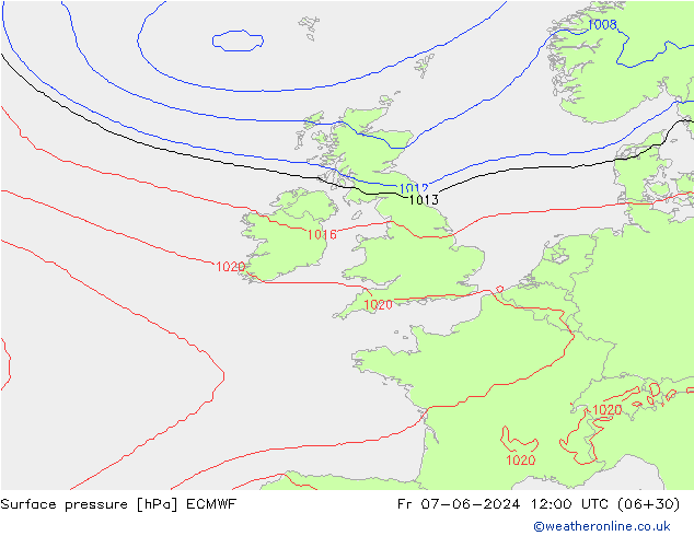 Surface pressure ECMWF Fr 07.06.2024 12 UTC