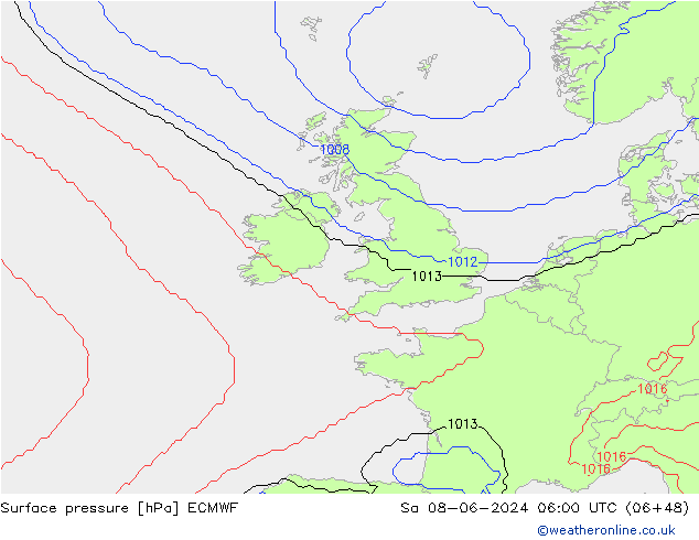 Luchtdruk (Grond) ECMWF za 08.06.2024 06 UTC