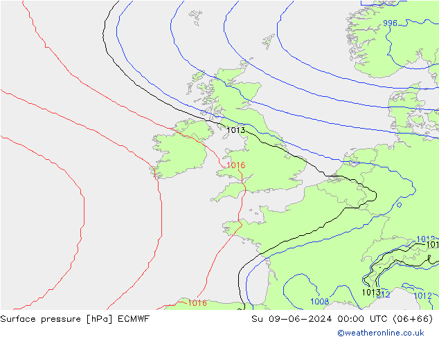 приземное давление ECMWF Вс 09.06.2024 00 UTC