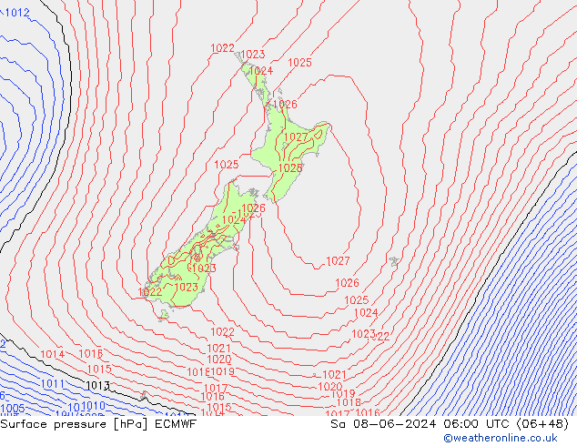 pression de l'air ECMWF sam 08.06.2024 06 UTC