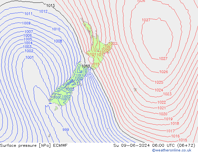 Yer basıncı ECMWF Paz 09.06.2024 06 UTC