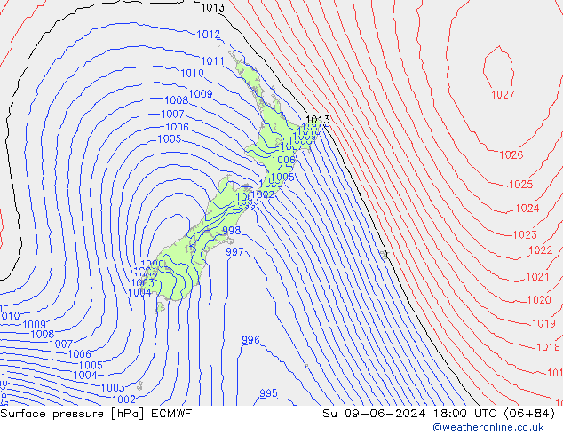 Yer basıncı ECMWF Paz 09.06.2024 18 UTC