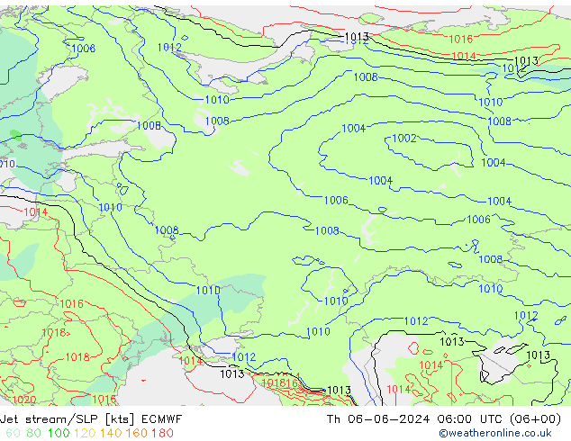 Corrente a getto ECMWF gio 06.06.2024 06 UTC