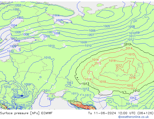 Pressione al suolo ECMWF mar 11.06.2024 12 UTC