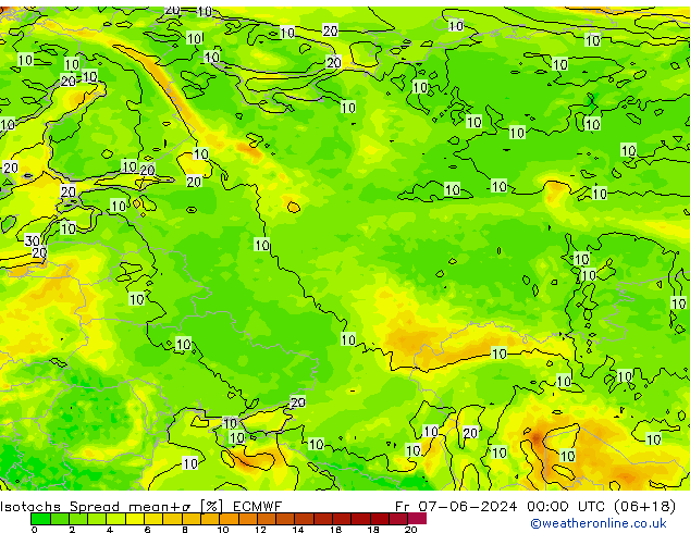 Isotachs Spread ECMWF Fr 07.06.2024 00 UTC