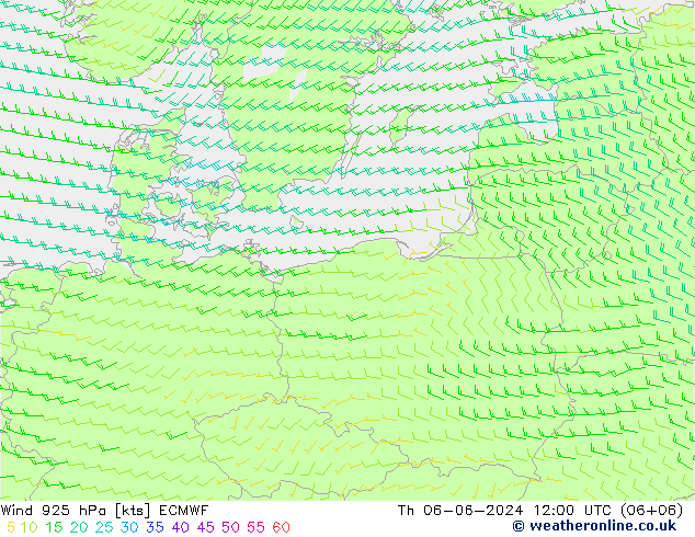 Vento 925 hPa ECMWF Qui 06.06.2024 12 UTC