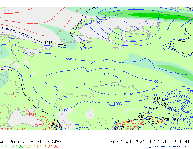 Prąd strumieniowy ECMWF pt. 07.06.2024 06 UTC