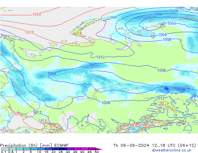 осадки (6h) ECMWF чт 06.06.2024 18 UTC