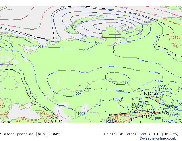 Luchtdruk (Grond) ECMWF vr 07.06.2024 18 UTC