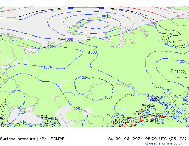pression de l'air ECMWF dim 09.06.2024 06 UTC