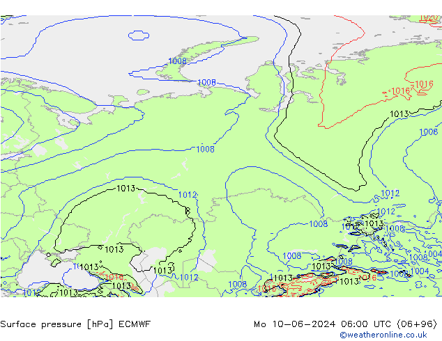 Luchtdruk (Grond) ECMWF ma 10.06.2024 06 UTC