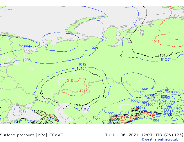 Presión superficial ECMWF mar 11.06.2024 12 UTC