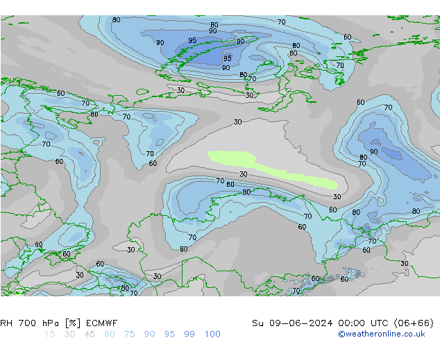 RH 700 hPa ECMWF So 09.06.2024 00 UTC