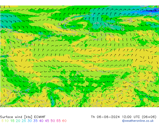 Wind 10 m ECMWF do 06.06.2024 12 UTC