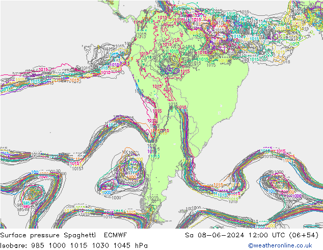 приземное давление Spaghetti ECMWF сб 08.06.2024 12 UTC