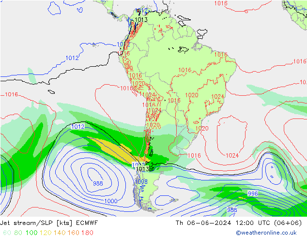 джет/приземное давление ECMWF чт 06.06.2024 12 UTC