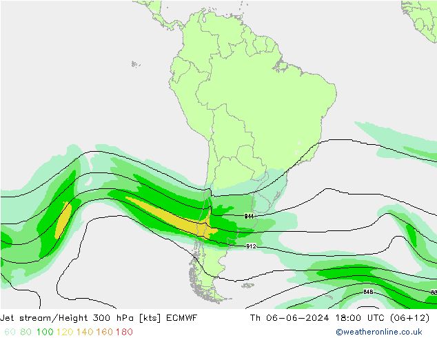 Jet stream/Height 300 hPa ECMWF Th 06.06.2024 18 UTC