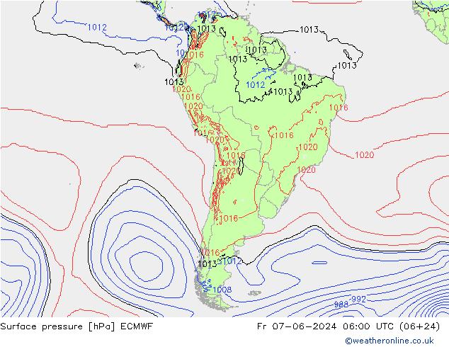 ciśnienie ECMWF pt. 07.06.2024 06 UTC