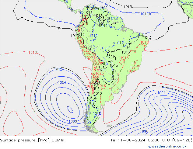 ciśnienie ECMWF wto. 11.06.2024 06 UTC