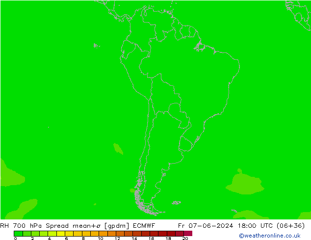 RH 700 hPa Spread ECMWF pt. 07.06.2024 18 UTC