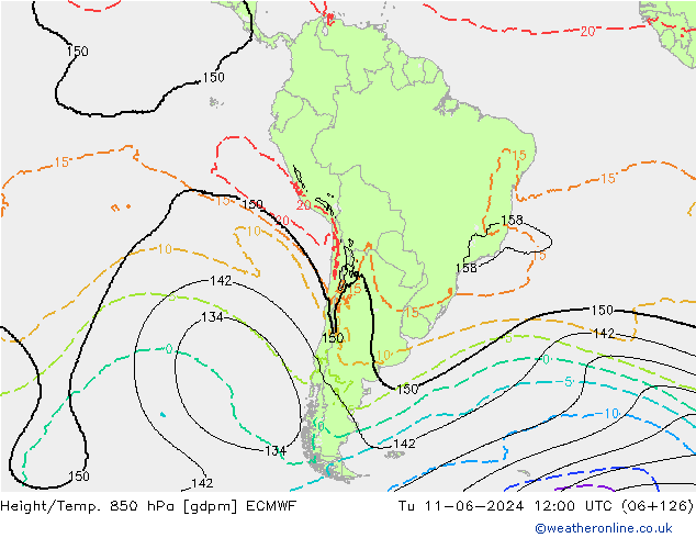 Height/Temp. 850 hPa ECMWF Ter 11.06.2024 12 UTC