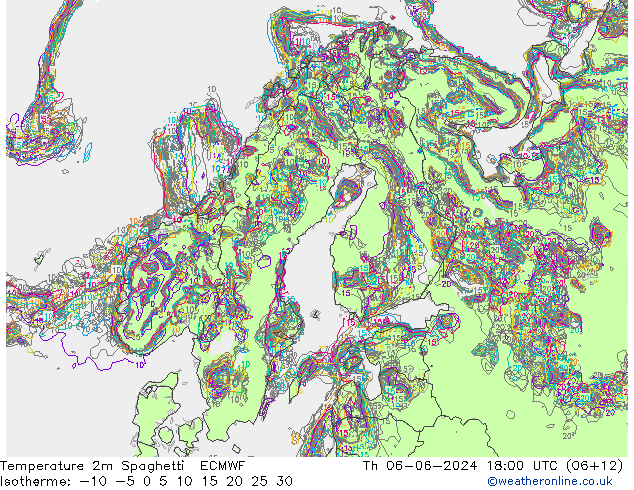 Temperaturkarte Spaghetti ECMWF Do 06.06.2024 18 UTC