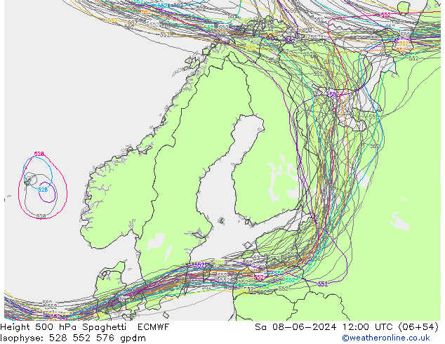 500 hPa Yüksekliği Spaghetti ECMWF Cts 08.06.2024 12 UTC