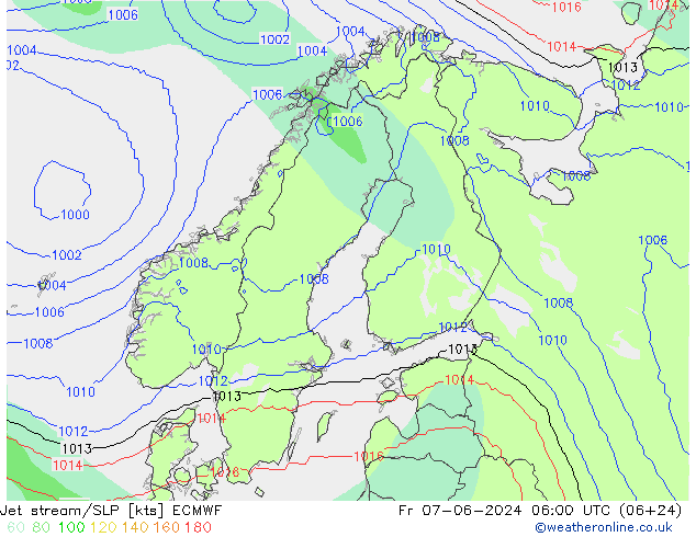 Prąd strumieniowy ECMWF pt. 07.06.2024 06 UTC