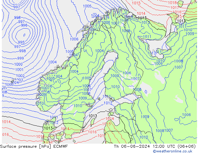 Surface pressure ECMWF Th 06.06.2024 12 UTC