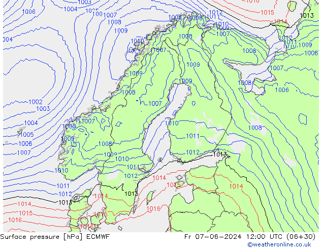 ciśnienie ECMWF pt. 07.06.2024 12 UTC