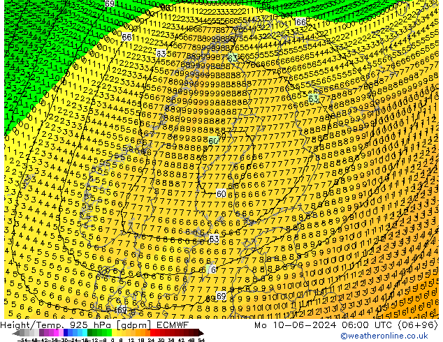 Height/Temp. 925 hPa ECMWF Po 10.06.2024 06 UTC