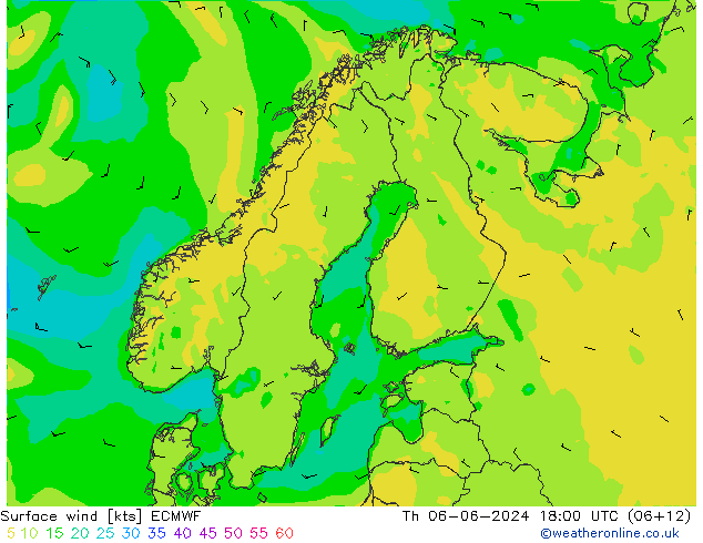 Surface wind ECMWF Th 06.06.2024 18 UTC