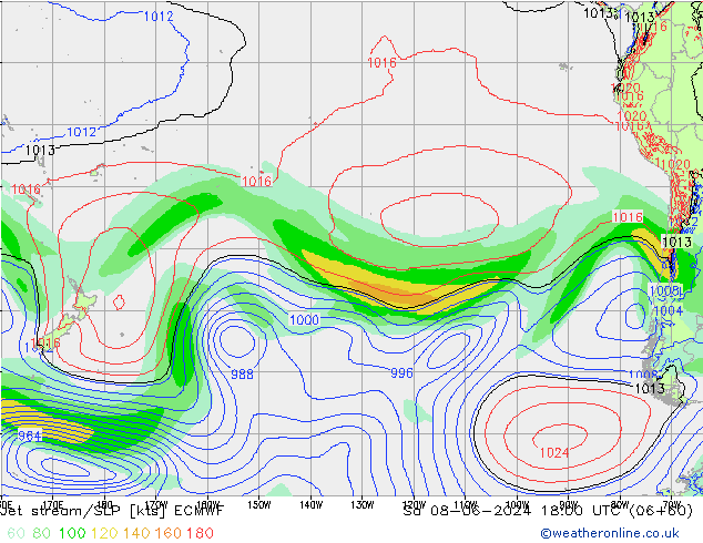 Jet stream/SLP ECMWF So 08.06.2024 18 UTC