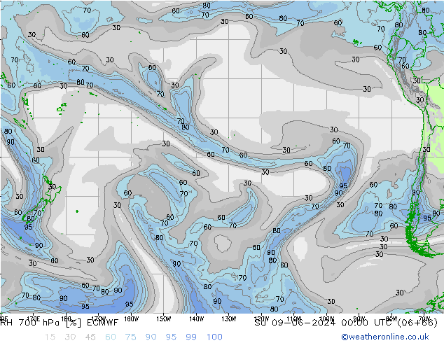 RH 700 hPa ECMWF Ne 09.06.2024 00 UTC