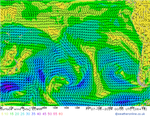 Vento 10 m ECMWF Sex 07.06.2024 00 UTC