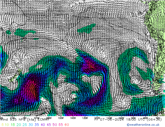 Rüzgar 925 hPa ECMWF Cu 07.06.2024 18 UTC