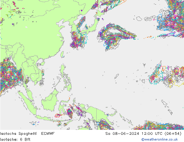 Eşrüzgar Hızları Spaghetti ECMWF Cts 08.06.2024 12 UTC