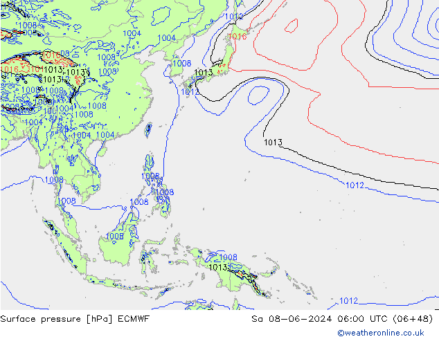 Atmosférický tlak ECMWF So 08.06.2024 06 UTC