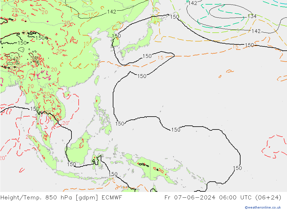 Height/Temp. 850 hPa ECMWF  07.06.2024 06 UTC