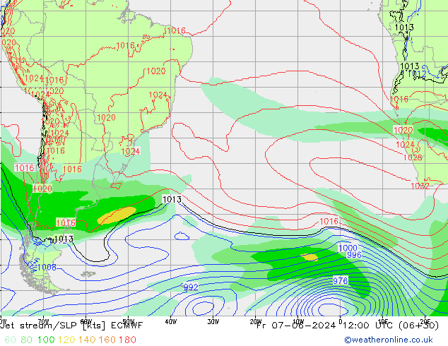 Jet stream/SLP ECMWF Fr 07.06.2024 12 UTC